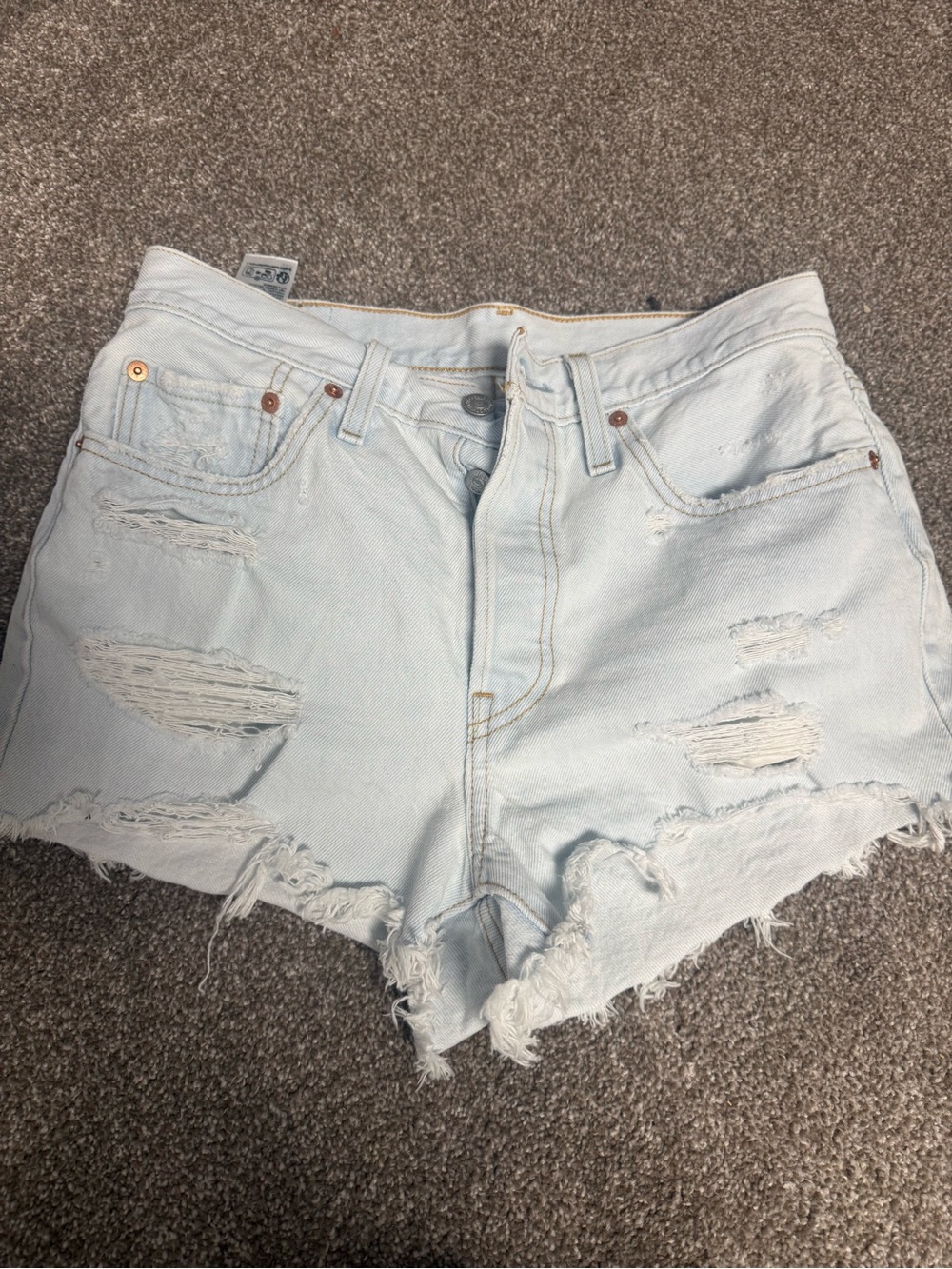Levi's Light Blue Distressed Denim Cutoff Shorts